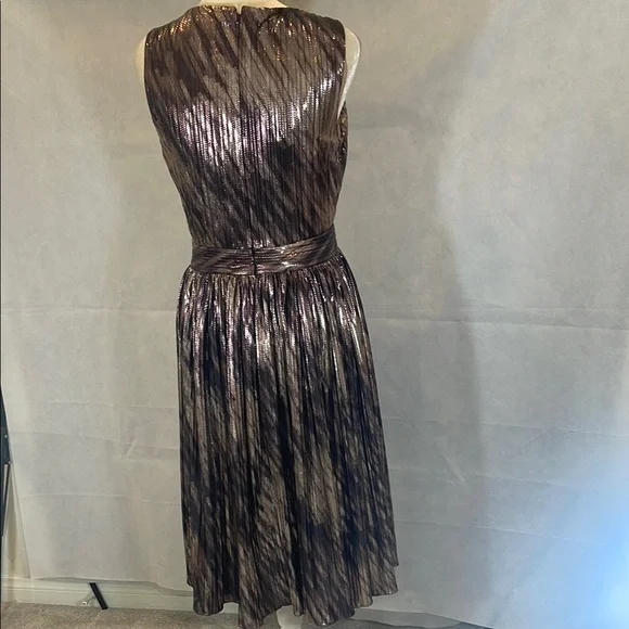 Gold and Brown Embellished A-Line Cocktail Dress - Picture 6 of 10